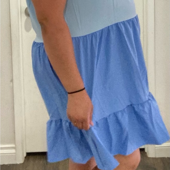 Blue and White Color Block Dress - Picture 2 of 3